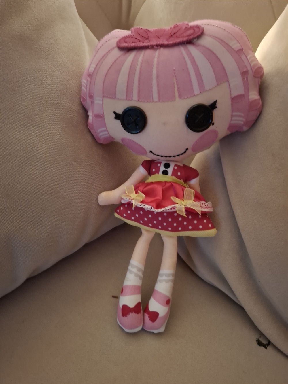 Pink Button-Eye Plush Doll - Kids Toy